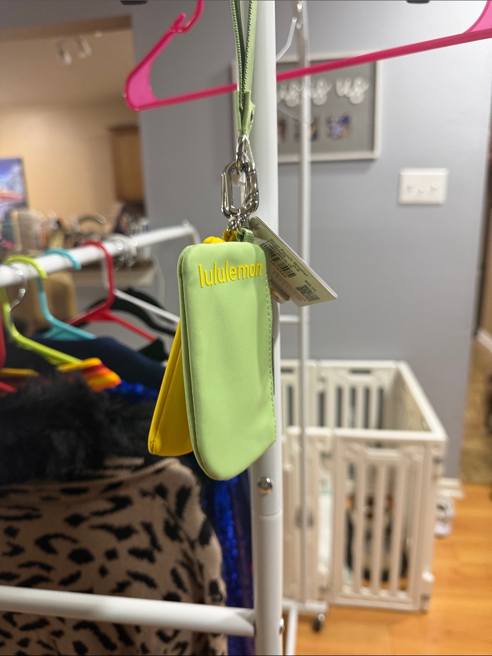 lululemon athletica Lime Green & Yellow Key Pouch with Clip